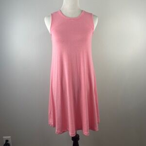 Gap Factory Softspun Sleeveless Swing Dress Coral Frost Pink Cutout Back S NEW